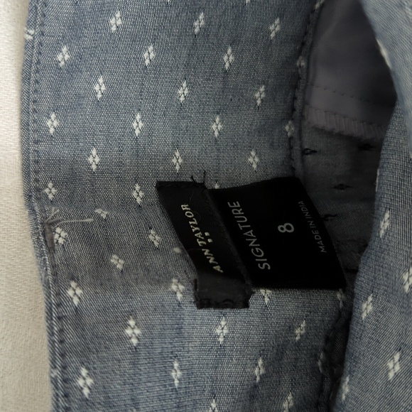 Ann Taylor Signature Fit Blue Grey Diamond Print Front Crease Ankle Pant Size 8 - Picture 5 of 6